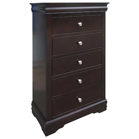 Louis Philippe Style 5 Drawer Chest with Dovetail Drawers